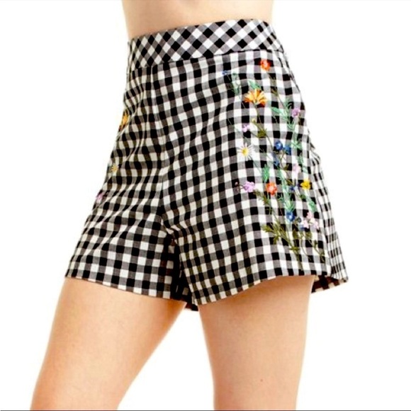 For The Republic Pants - FOR the Republic Buffalo Plaid Shorts with Wildflowers Size 8